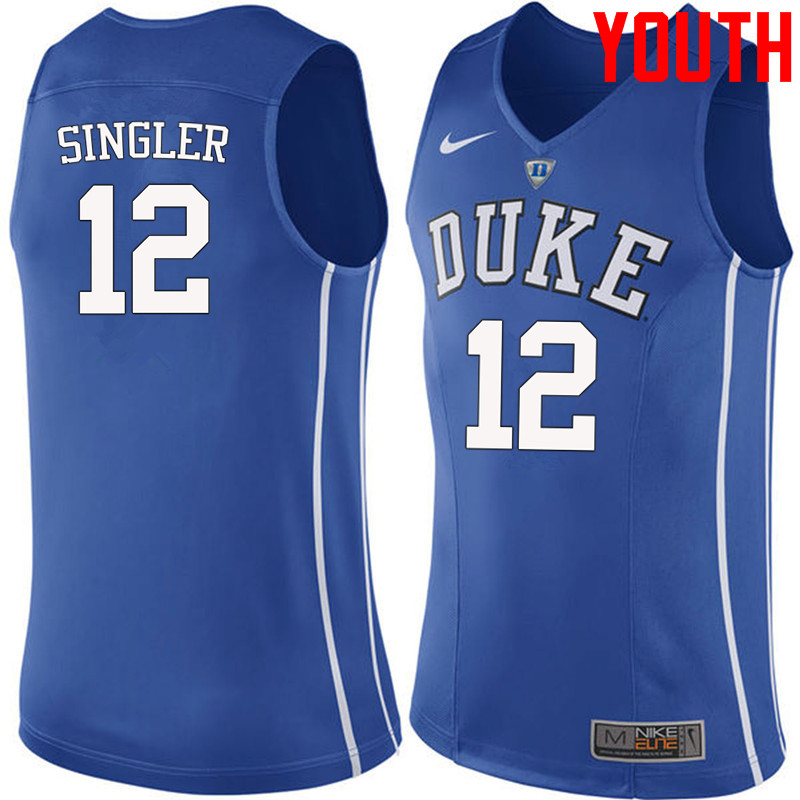 Youth #12 Kyle Singler Duke Blue Devils College Basketball Jerseys-Blue